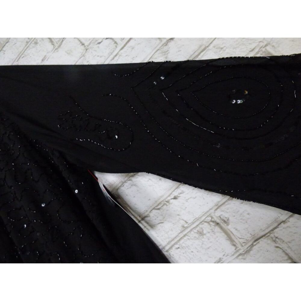 $229 Roaman's Black Beaded Chiffon 3 Piece Jacket Tank Pant Set 34W NEW - Picture 11 of 16
